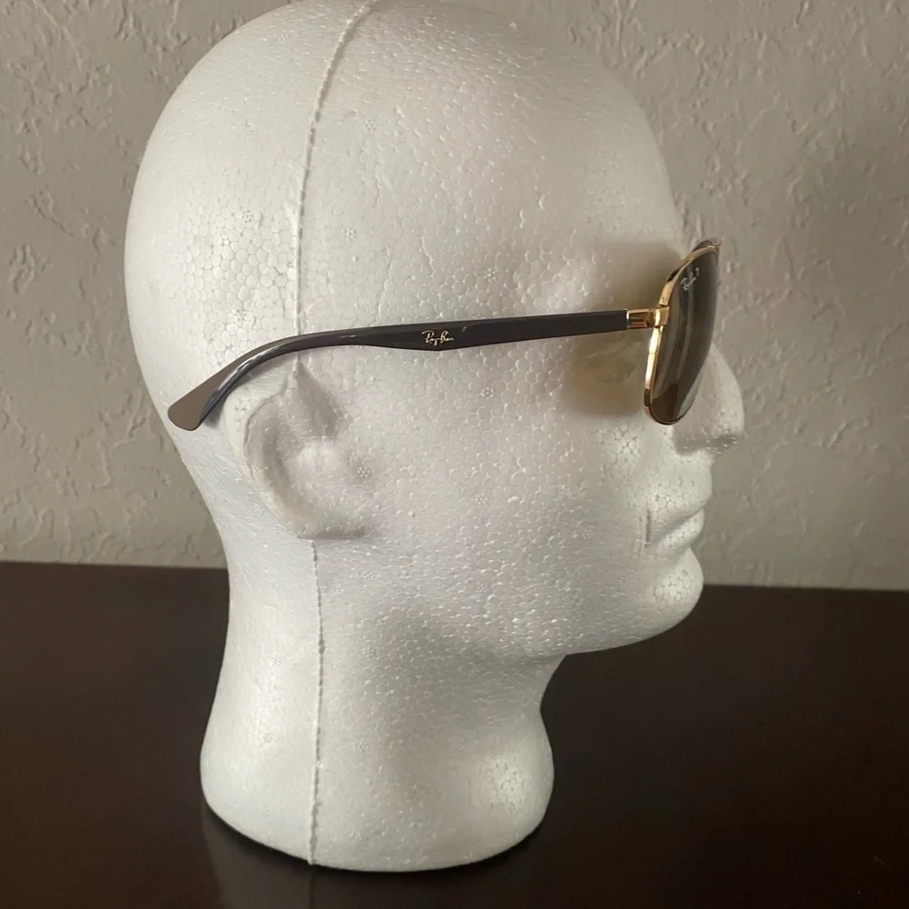 Ray‑Ban RB3593 001/83 Polarized Brown Sunglasses Gold Frame 58 mm Made in Italy